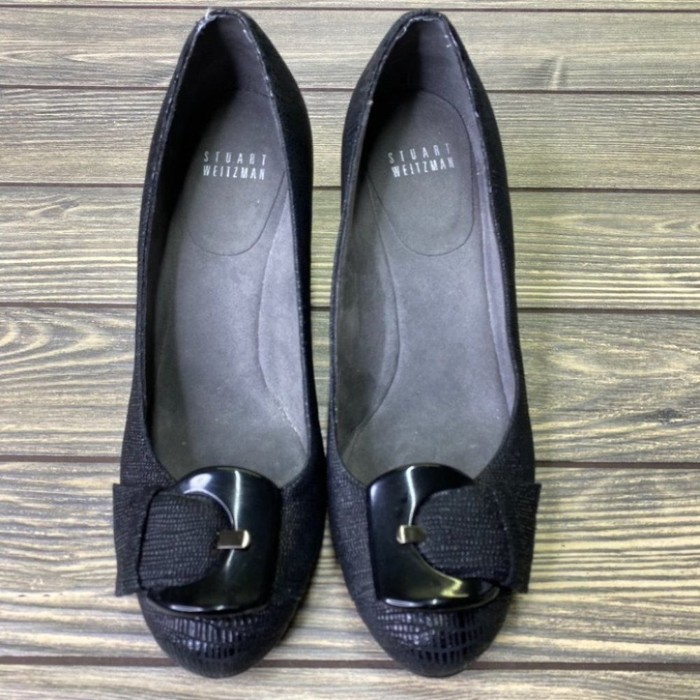 Stuart Weizman Black Covered Wedges - Picture 3 of 8